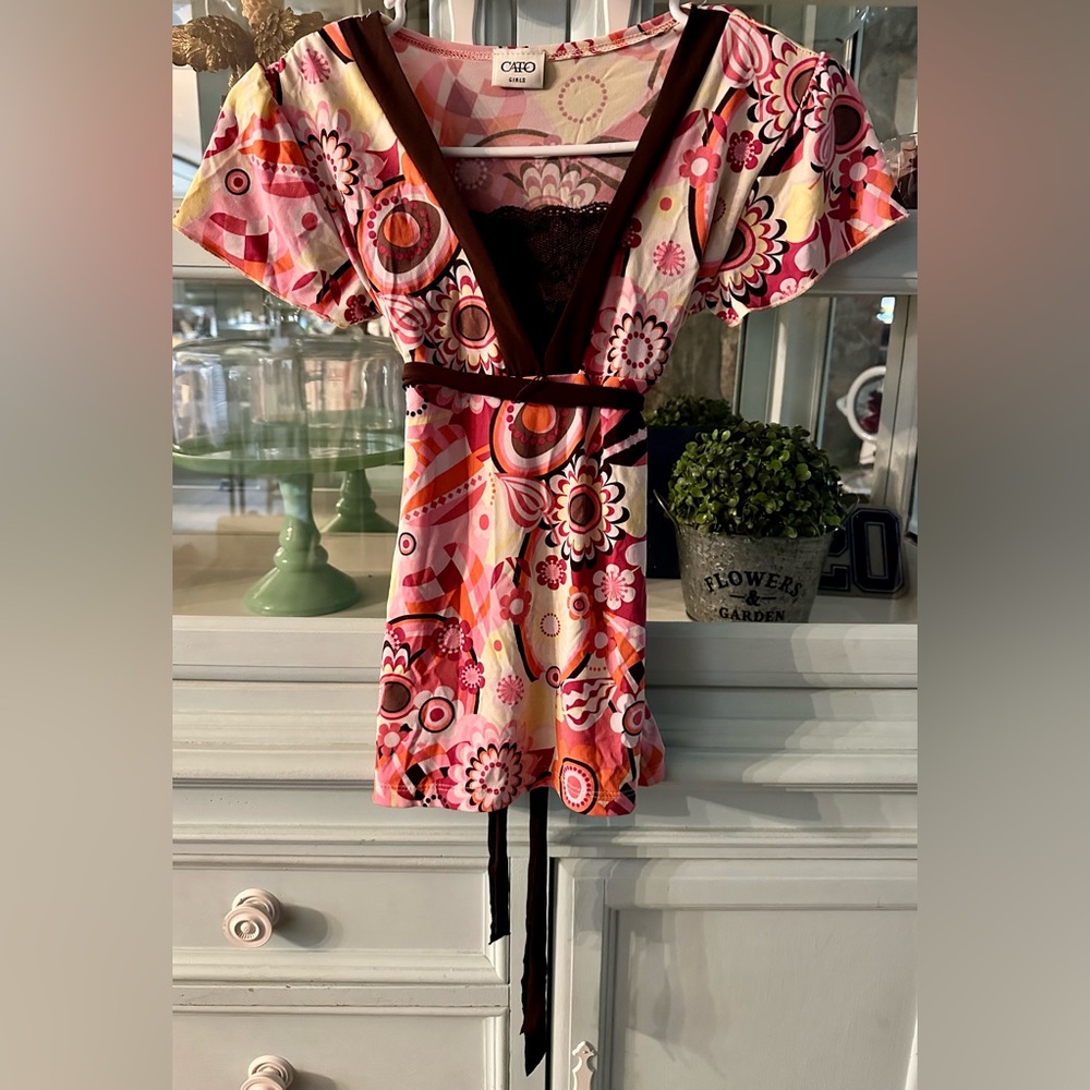 Cato Vibrant Kids Blouse with Pink and Red Patterns